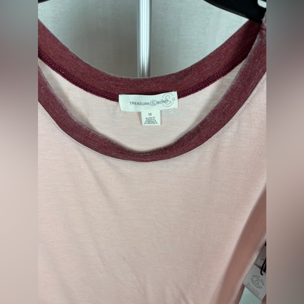 Treasure & Bond Pink Long Sleeve Ringer T-Shirt Size Medium (8-10) NWT - Picture 4 of 8